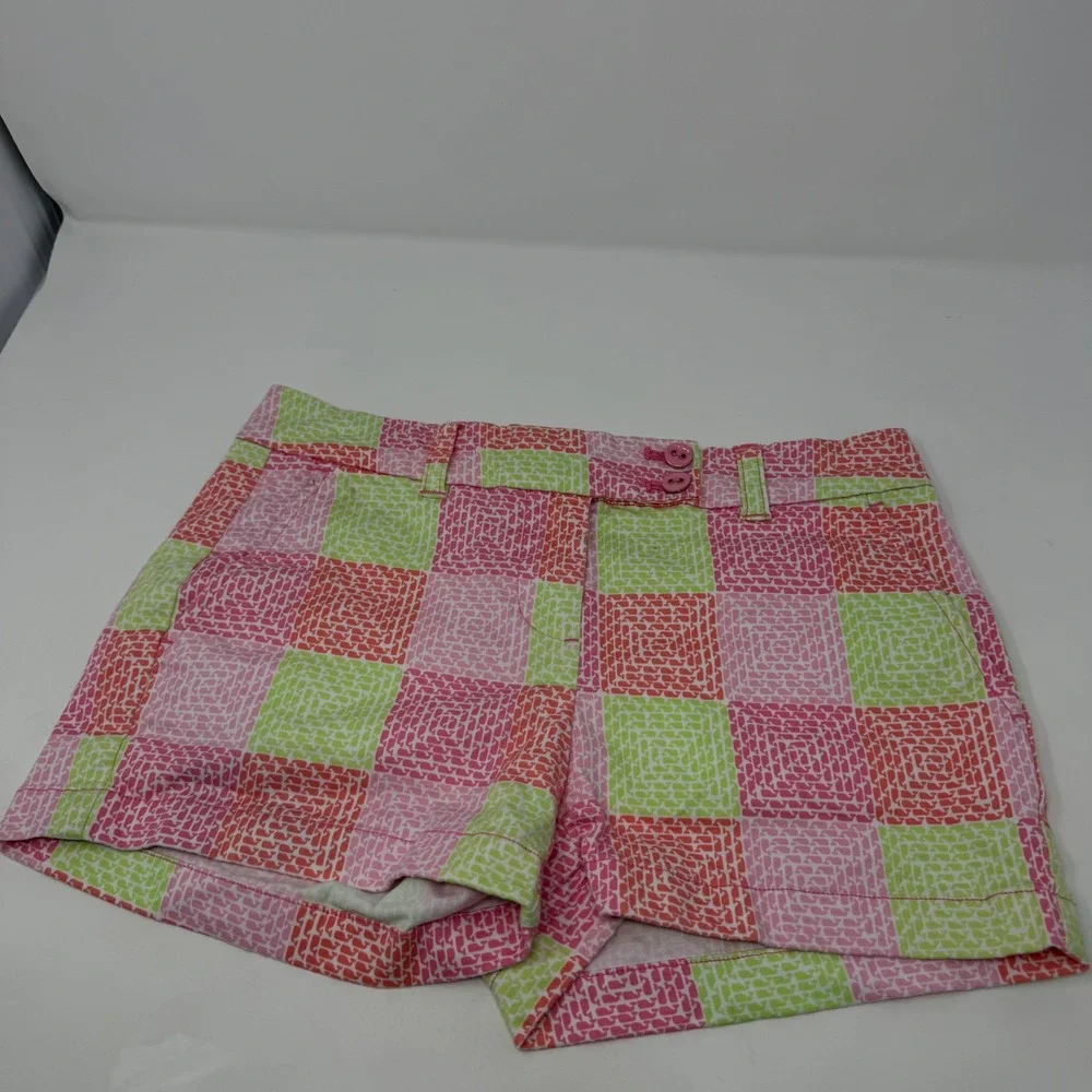 Vineyard Vines Womens Pink Patchwork Whale Logo Shorts Size 0‎ Preppy Cotton